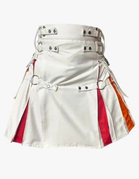 White Rainbow Hybrid Utility Kilt With Nylon Straps