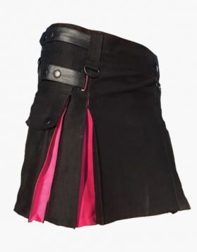 Women's Black & Pink Hybrid Utility Kilt