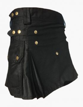 Women's Black Utility Kilt- side Image