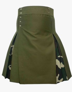 woodland-camo-hybrid-kilt-with-olive-green-cotton- Front Image 