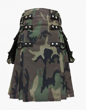 Woodland Gothic Highlander Camo Kilt- Front Image 